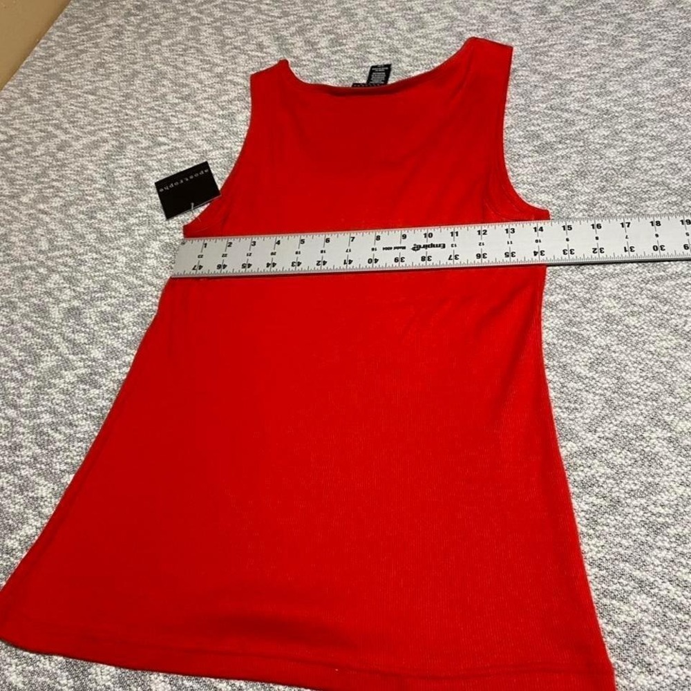 Apostrophe Red tank top with white lace trim woman XL 100% cotton NWT. SLU-A331 - Picture 7 of 7